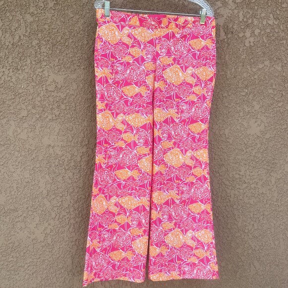 Lilly Pulitzer Wide Leg Pants Womens Size‎ 6 in Jubilee Sea Fish Prints, Summer - Picture 1 of 15